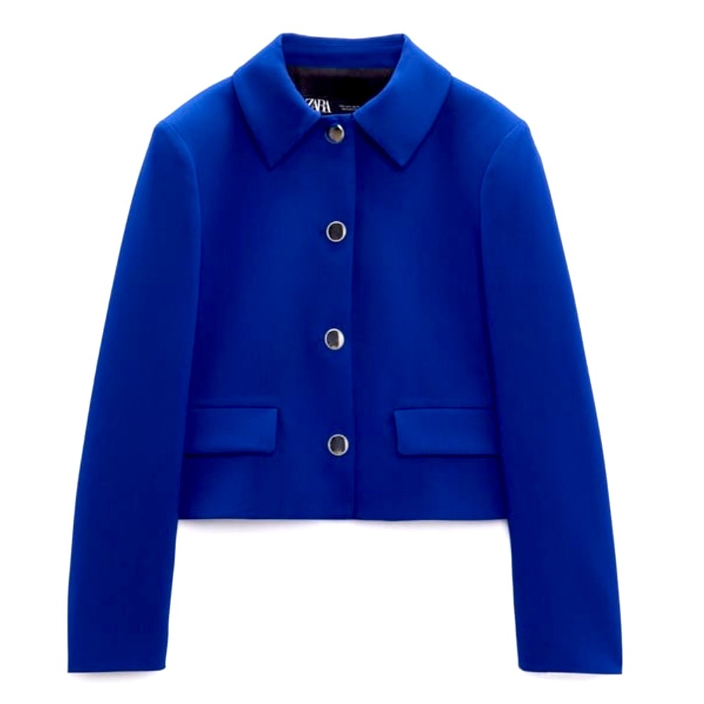 NWT ZARA BLUE BLAZER WITH METAL BUTTONS (S)